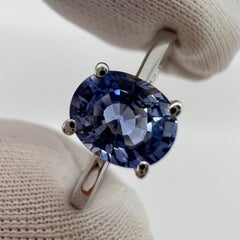 1.20ct Vivid Light Blue Ceylon Sapphire Oval Cut 18k White Gold Solitaire Ring