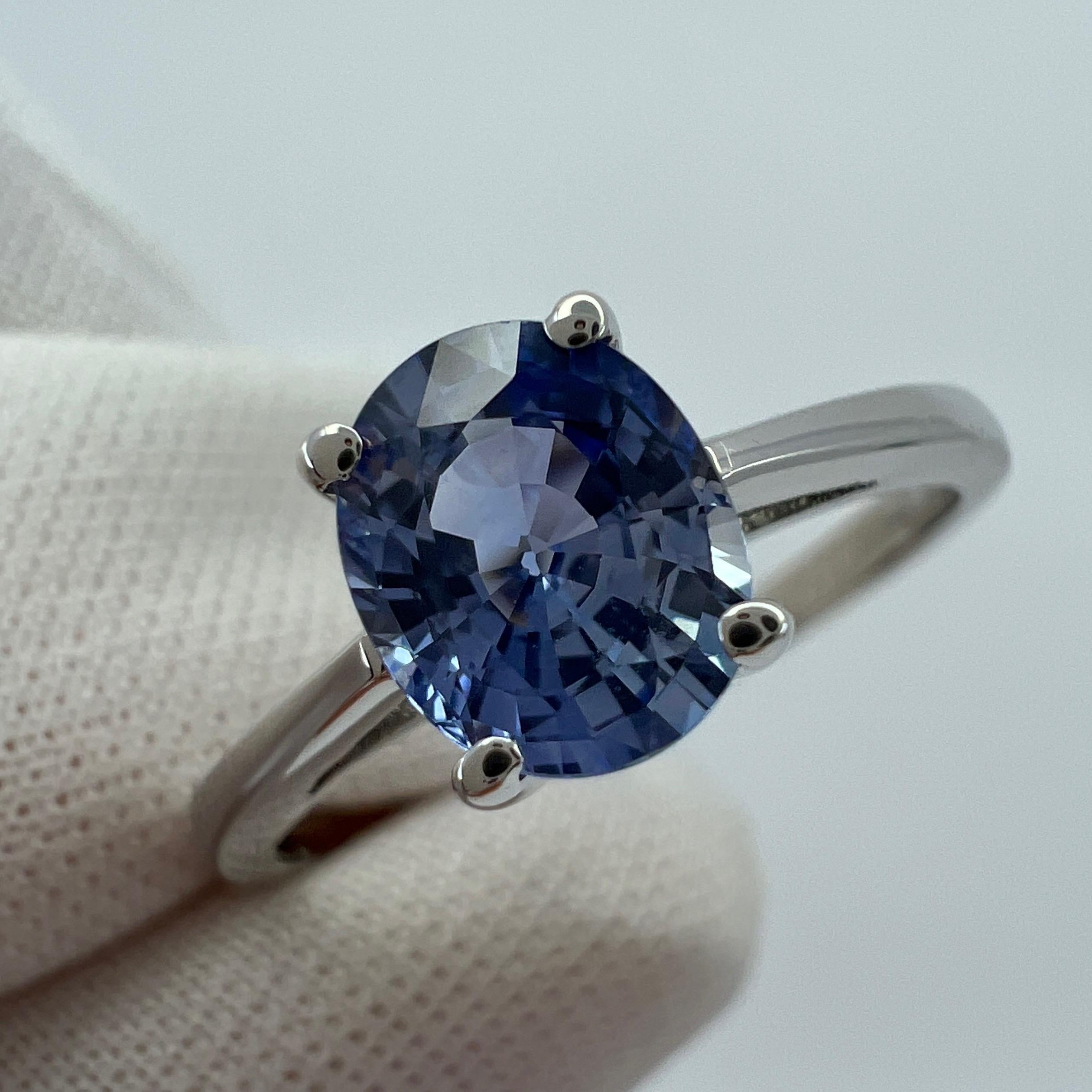 Women's 1.20ct Vivid Light Blue Ceylon Sapphire Oval Cut 18k White Gold Solitaire Ring For Sale
