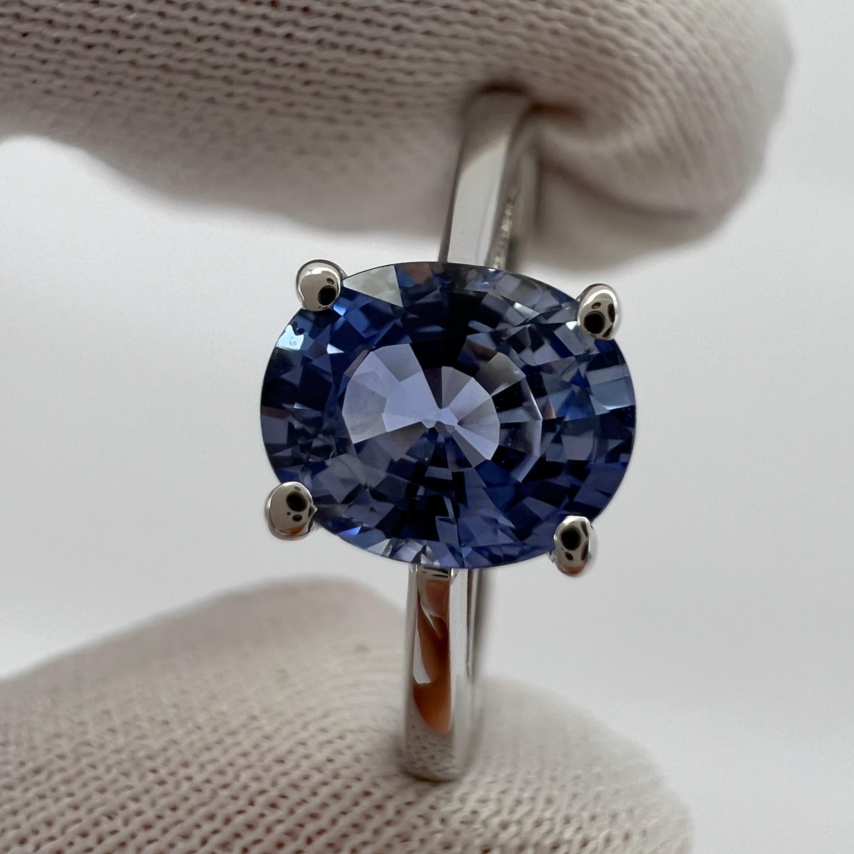 1.20ct Vivid Light Blue Ceylon Sapphire Oval Cut 18k White Gold Solitaire Ring For Sale 1