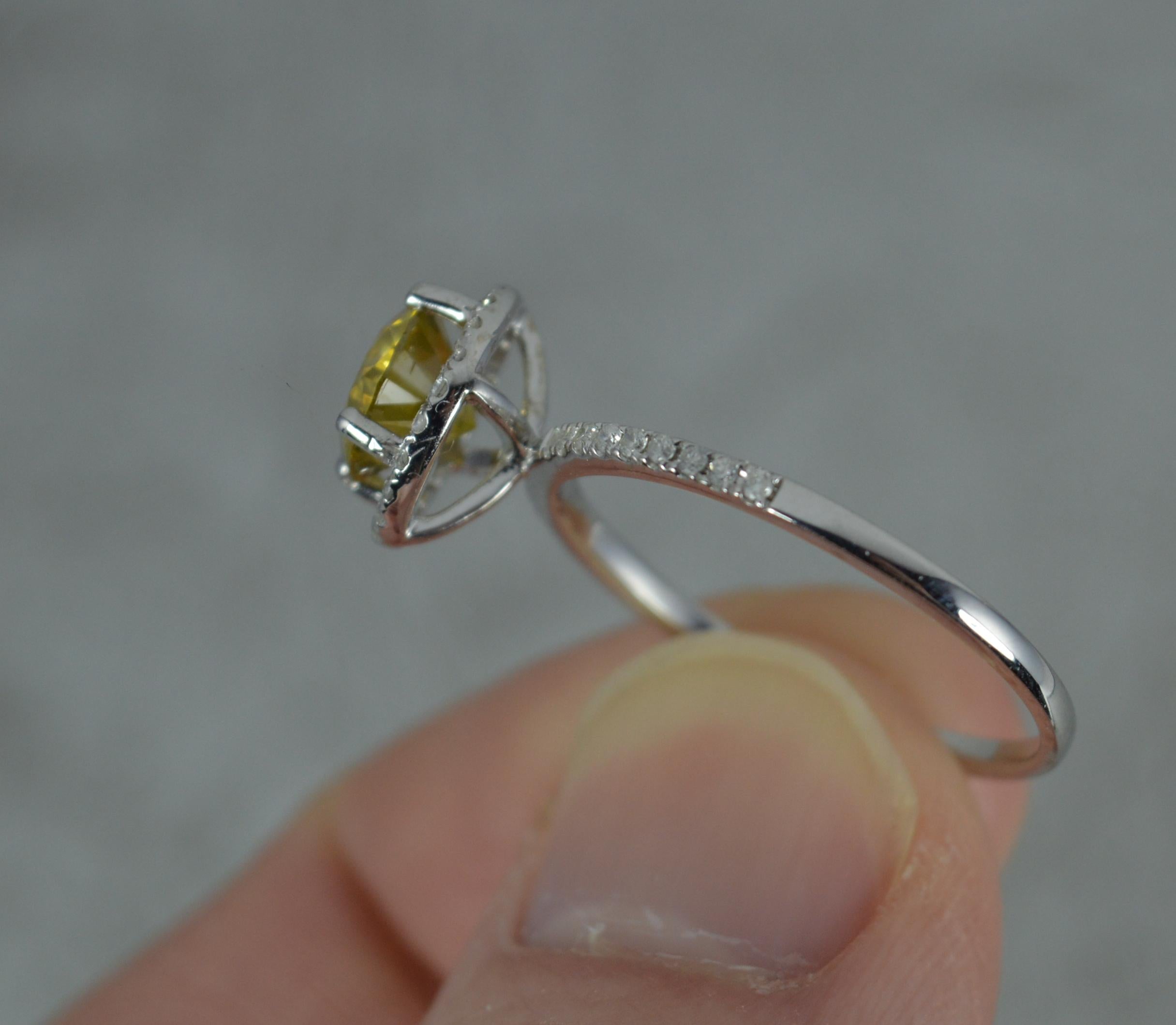 Women's 1.20ct Yellow Diamond 14ct White Gold Halo Target Engagement Ring