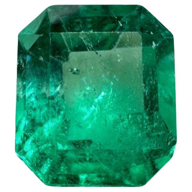 1.20ct Yellowish Green Emerald Cut Colombian Gem 7x6 Genuine May Birthstone (pierre de naissance de mai)