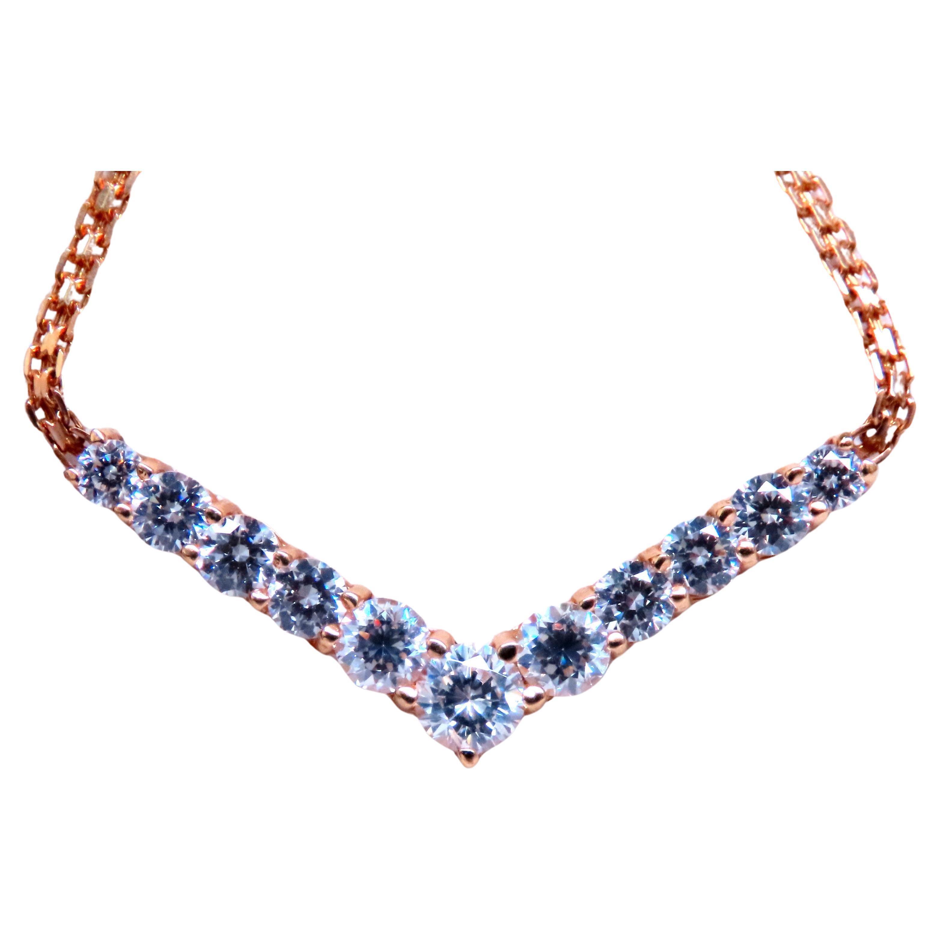 1.20ct Zircon "v" Chevron Necklace 14kt Gold 12526 For Sale