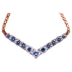 1.20ct Zircon "v" Chevron Necklace 14kt Gold 12526*