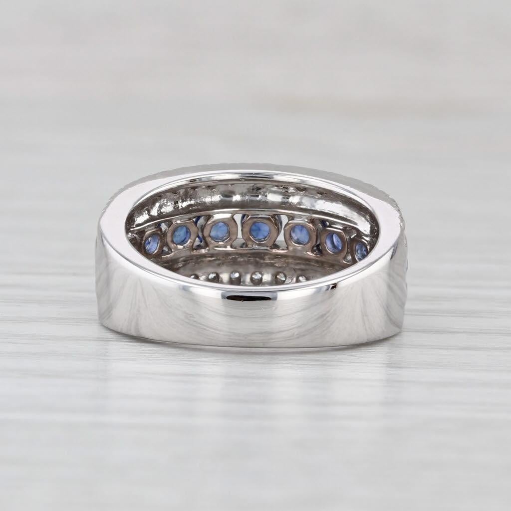 1,20ctw Blauer Saphir Diamant Ring 14k Weißgold Größe 6 Band (Rundschliff) im Angebot