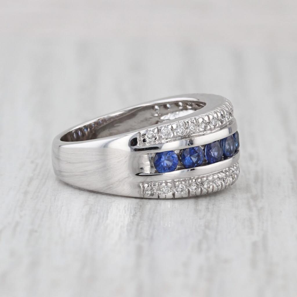 1,20ctw Blauer Saphir Diamant Ring 14k Weißgold Größe 6 Band für Damen oder Herren im Angebot