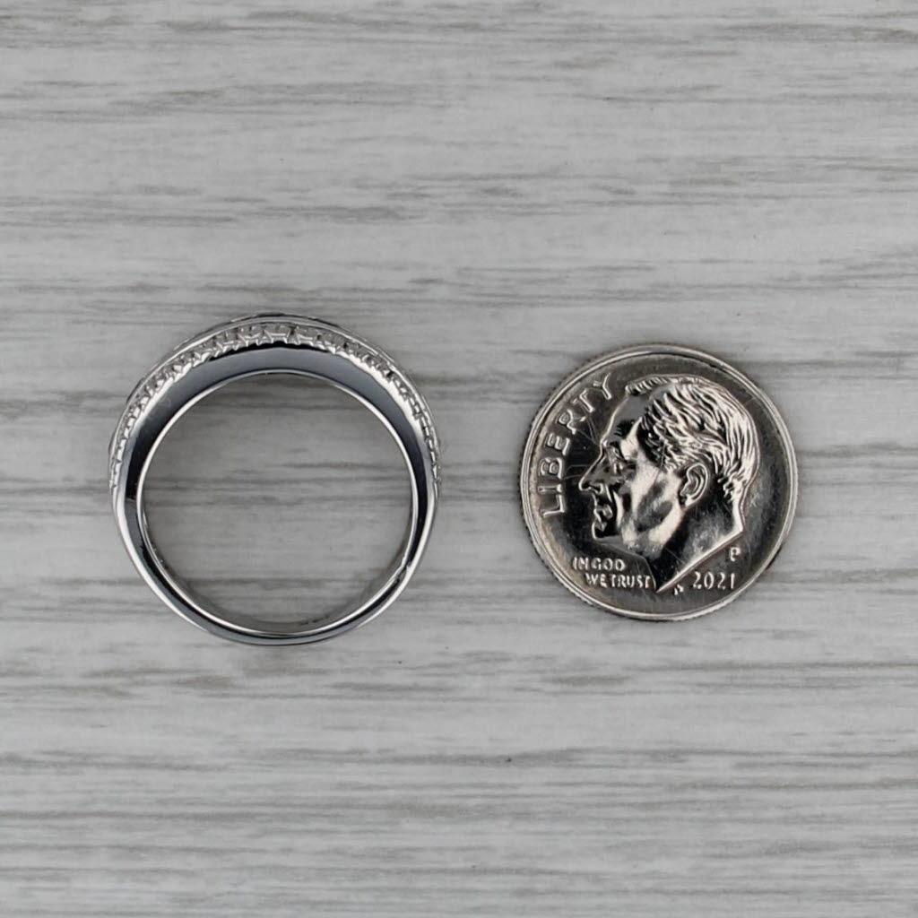 1,20ctw Blauer Saphir Diamant Ring 14k Weißgold Größe 6 Band im Angebot 2