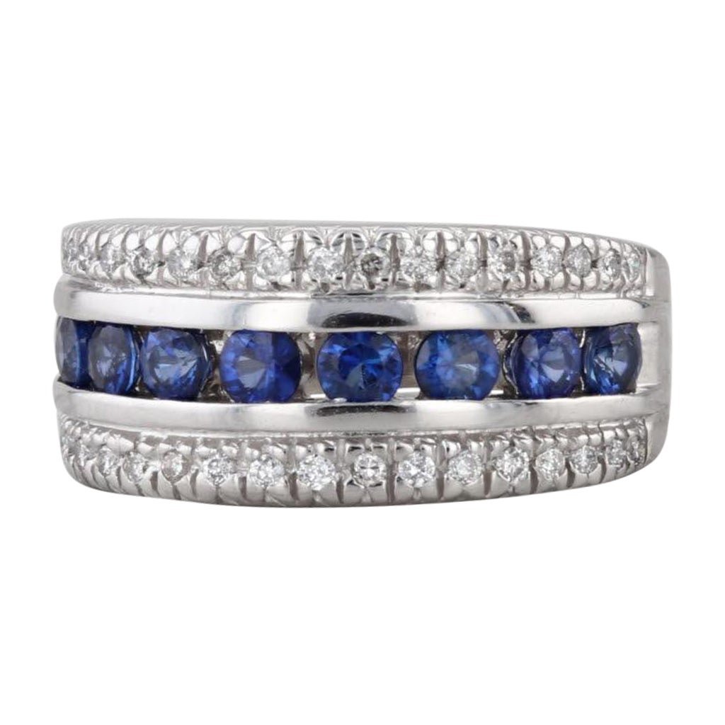 1,20ctw Blauer Saphir Diamant Ring 14k Weißgold Größe 6 Band
