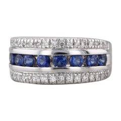 1,20ctw Blauer Saphir Diamant Ring 14k Weißgold Größe 6 Band