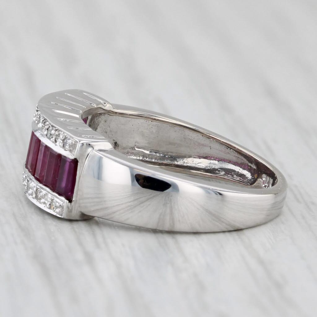 1,20ctw Kanalbesetzter Rubin-Diamant-Ring 14k Weißgold Größe 6,25 im Zustand „Gut“ im Angebot in McLeansville, NC