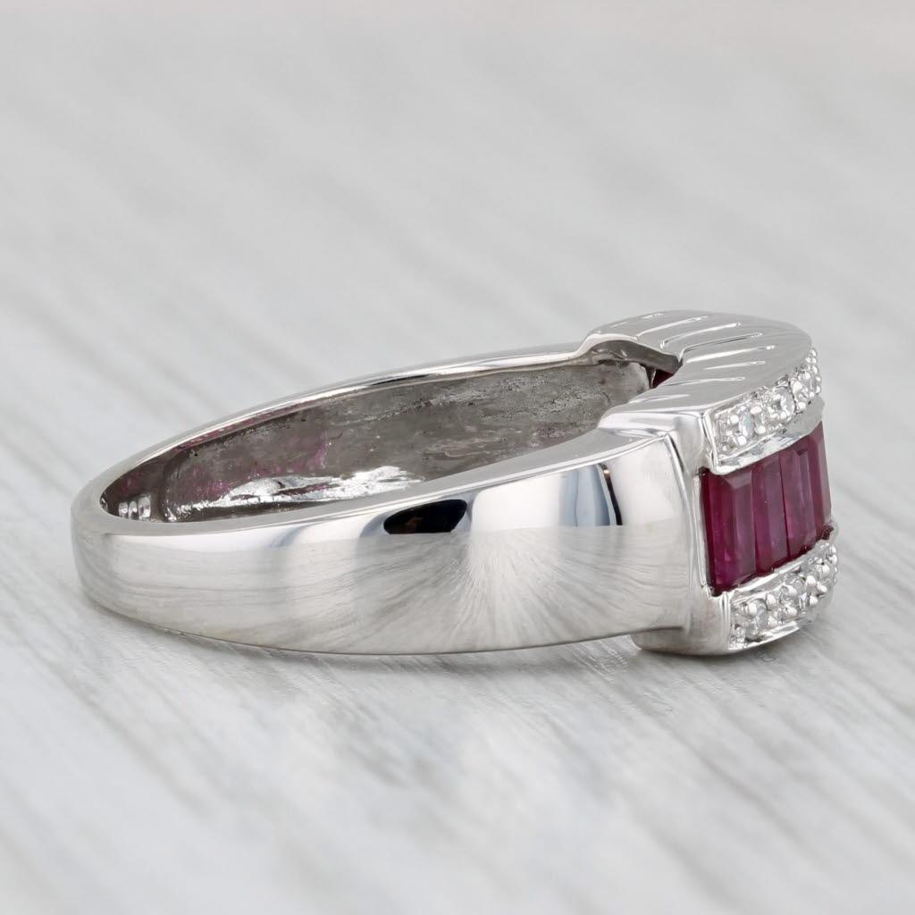 1,20ctw Kanalbesetzter Rubin-Diamant-Ring 14k Weißgold Größe 6,25 im Angebot 1