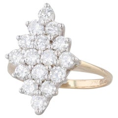 1.20ctw Diamond Cluster Ring 14k Yellow White Gold Size 5.75 Engagement