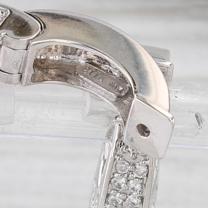 Informazioni sulla gemma:
- Diamanti naturali -
Carati totali - 1,20ctw
Taglio - Brillante rotondo
Colore - G - H.
Chiarezza - SI2 - I1

Metallo: oro bianco 14k
Peso: 10 grammi 
Timbri: 14k
Chiusura: a cerniera con montanti superiori a