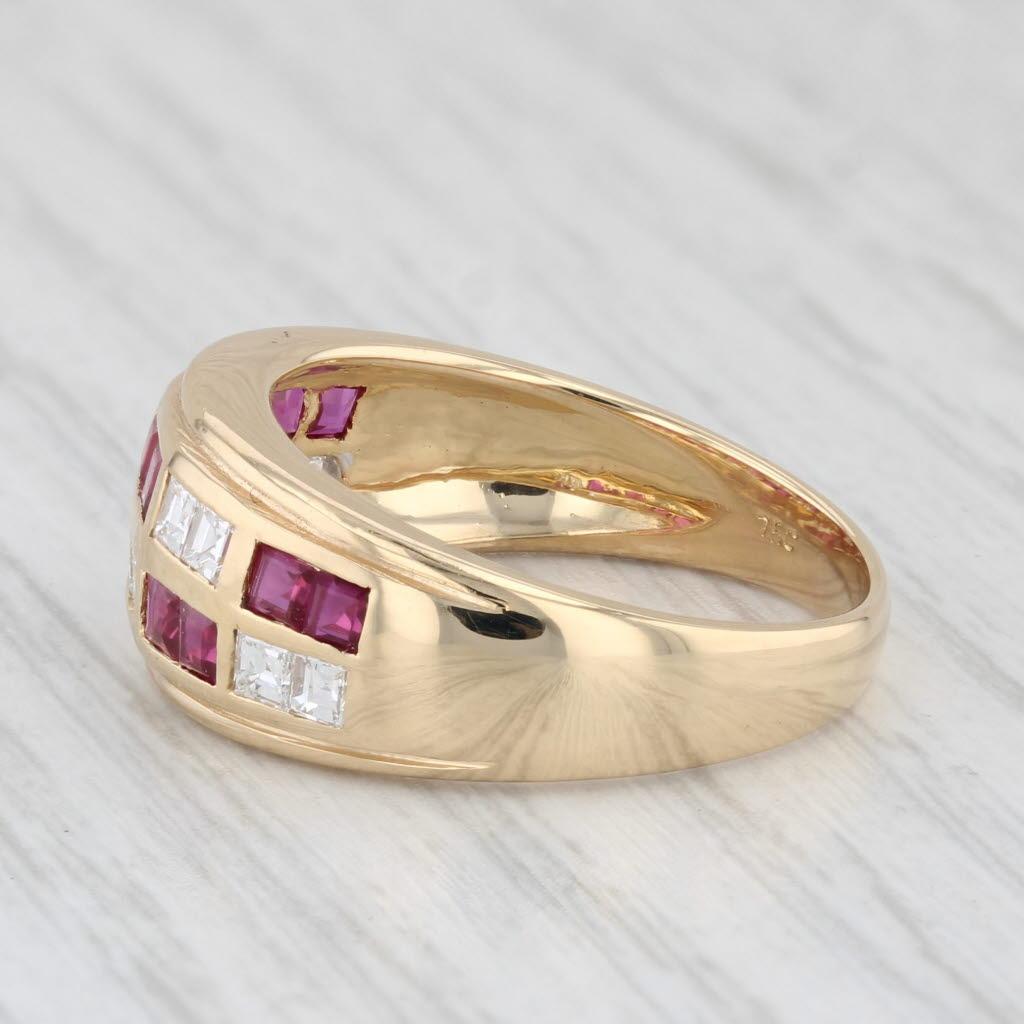 De las mujeres 1.20ctw Anillo de Rubí Diamante 18k Oro Amarillo Talla 7.25 en venta