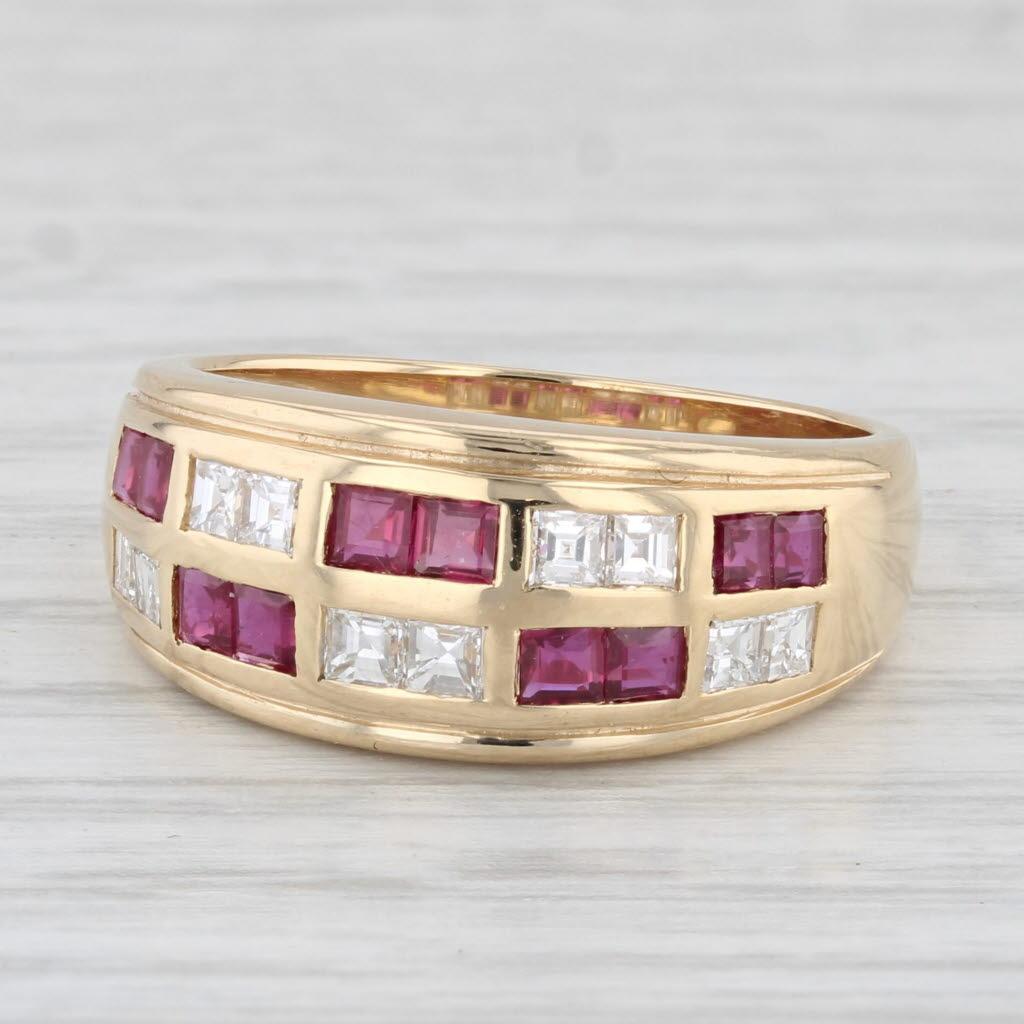 1.20ctw Anillo de Rubí Diamante 18k Oro Amarillo Talla 7.25 en venta 1