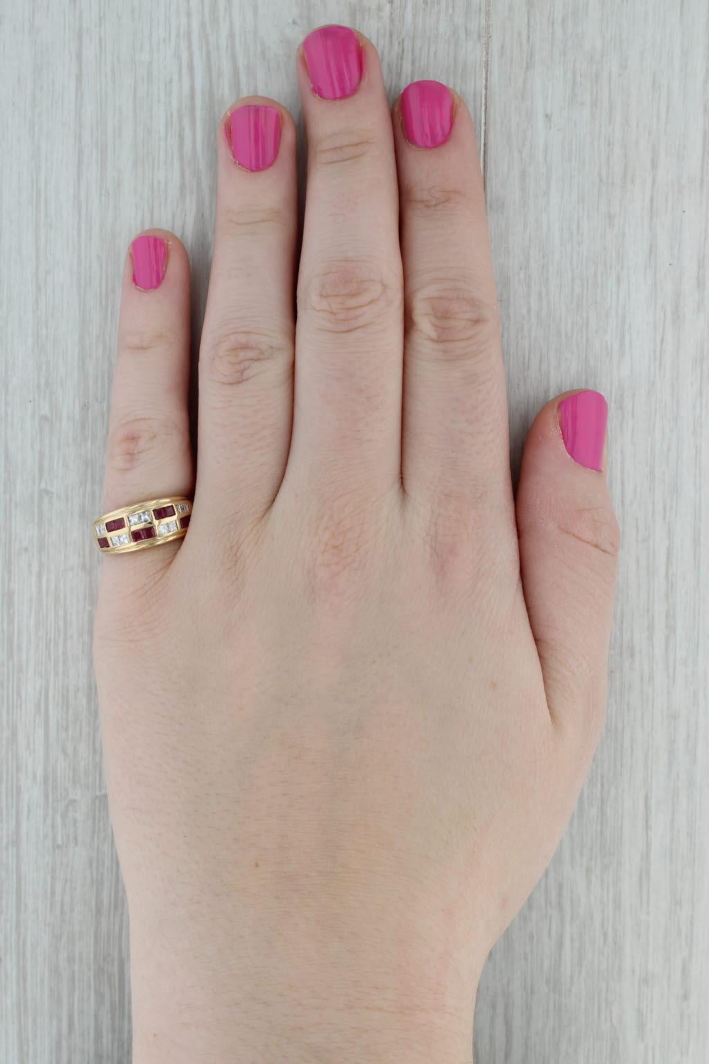 1.20ctw Anillo de Rubí Diamante 18k Oro Amarillo Talla 7.25 en venta 2