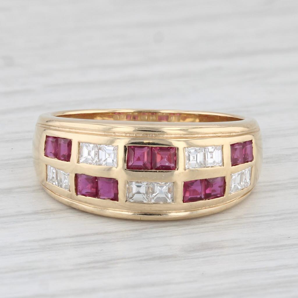 1.20ctw Anillo de Rubí Diamante 18k Oro Amarillo Talla 7.25 en venta 3