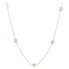 1.20ctw Diamond Two Tone Five Station Necklace in 14K White Gold