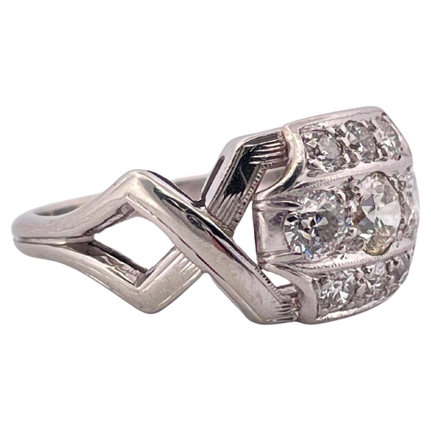 1,20ctw H/I SI2 Altschliff-Diamant-Ring in 14K Weißgold gesetzt im Zustand „Gut“ im Angebot in Sewickley, PA