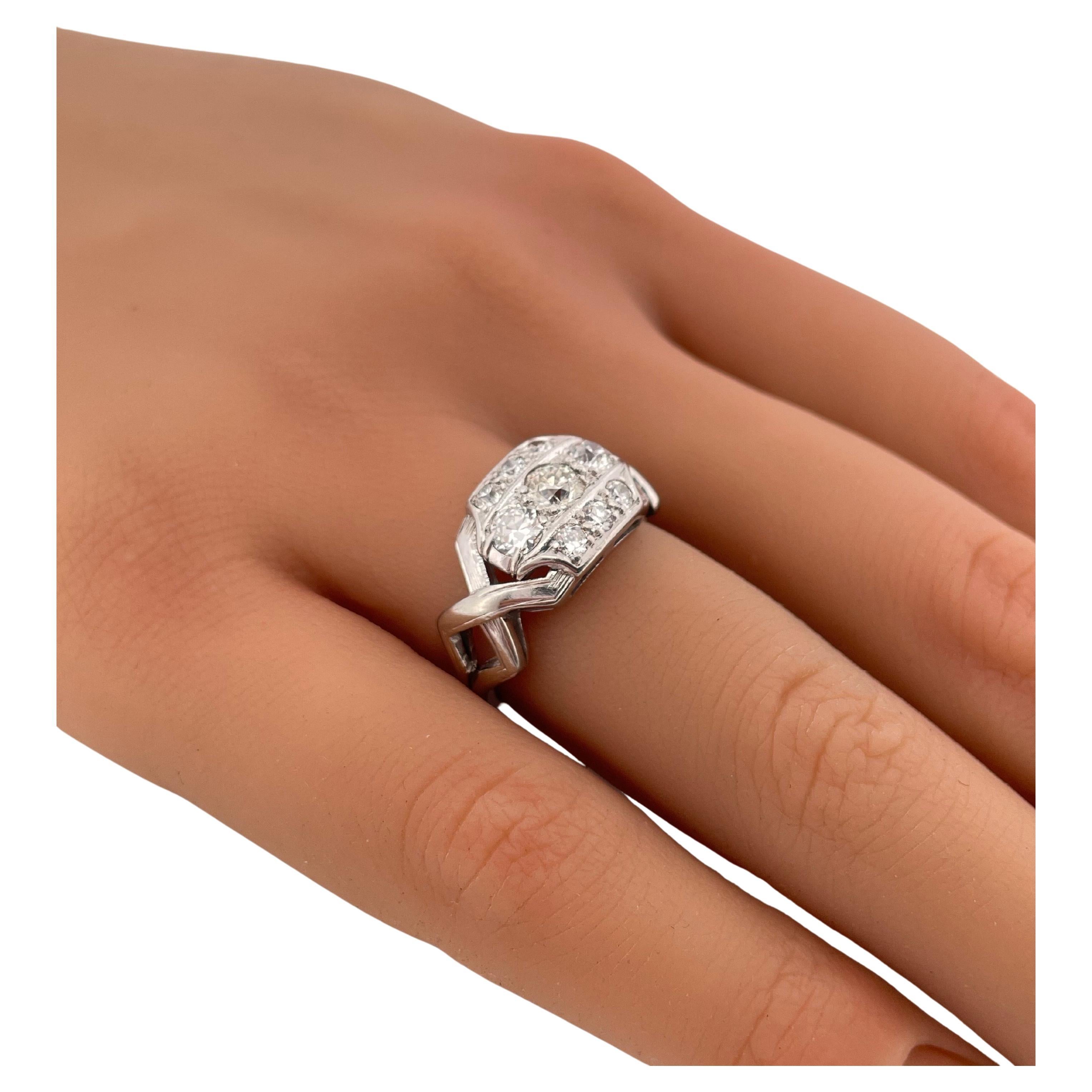 1,20ctw H/I SI2 Altschliff-Diamant-Ring in 14K Weißgold gesetzt für Damen oder Herren im Angebot