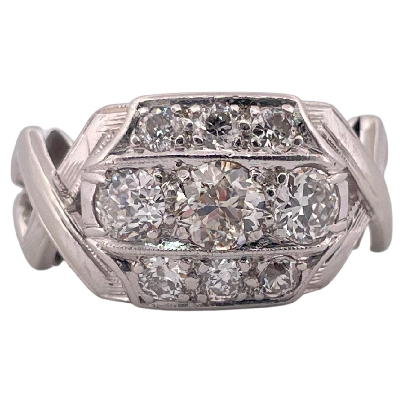 1,20ctw H/I SI2 Altschliff-Diamant-Ring in 14K Weißgold gesetzt