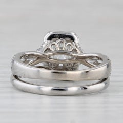 1.20ctw Leo Diamond Halo Engagement Ring Contoured Wedding Band 14k White Gold