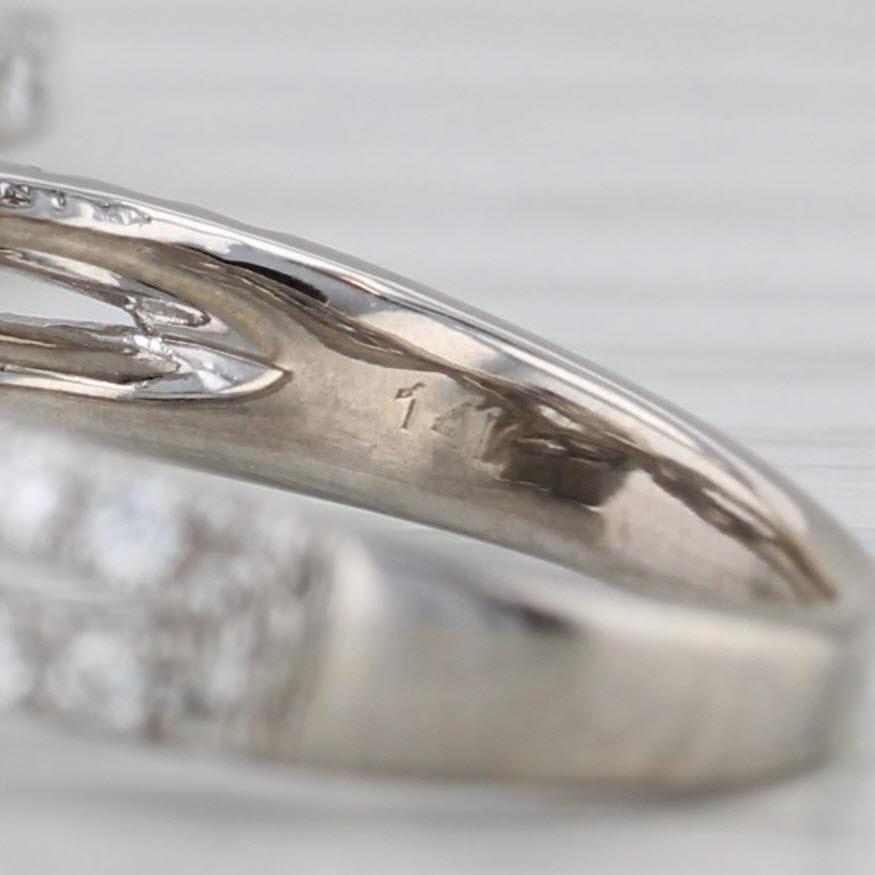 1.20ctw Leo Diamond Halo Engagement Ring Contoured Wedding Band 14k White Gold For Sale 3