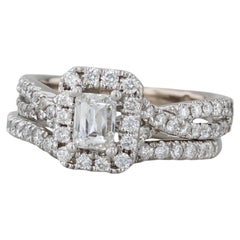 1.20ctw Leo Diamond Halo Engagement Ring Contoured Wedding Band 14k White Gold