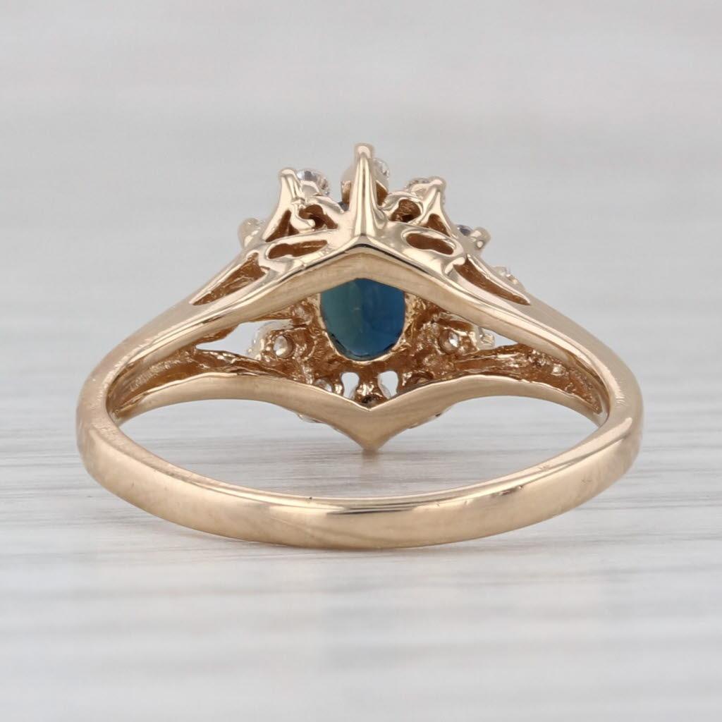 1,20ctw Oval Blauer Saphir Diamant Halo Ring 14k Gelbgold Größe 5,25 (Ovalschliff) im Angebot
