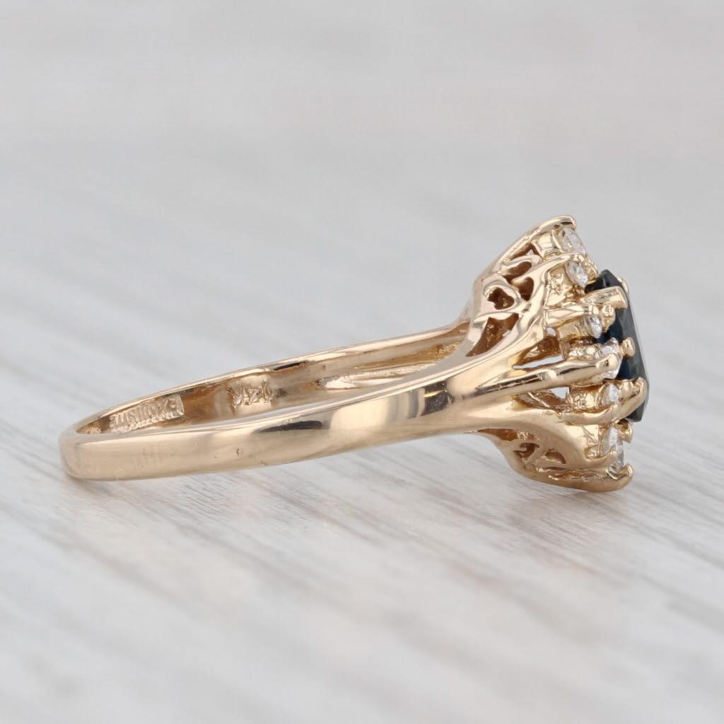 1,20ctw Oval Blauer Saphir Diamant Halo Ring 14k Gelbgold Größe 5,25 für Damen oder Herren im Angebot