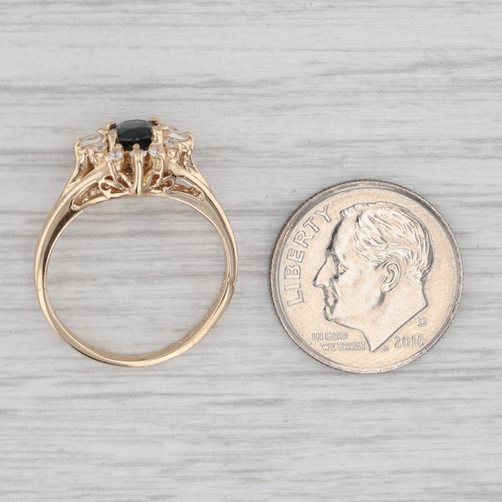 1,20ctw Oval Blauer Saphir Diamant Halo Ring 14k Gelbgold Größe 5,25 im Angebot 2