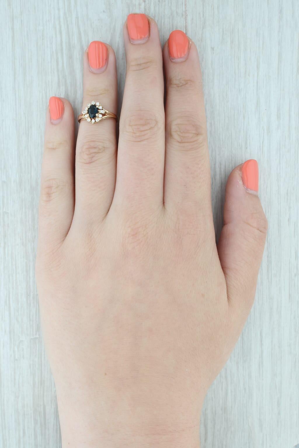 1,20ctw Oval Blauer Saphir Diamant Halo Ring 14k Gelbgold Größe 5,25 im Angebot 4