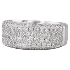 1.20ctw Pave Diamond Ring 14k White Gold Size 7.25 Wedding Anniversary Band