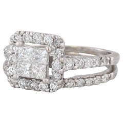 1.20ctw Princess Diamond Halo Engagement Ring Wedding Band Bridal 14k White Gold