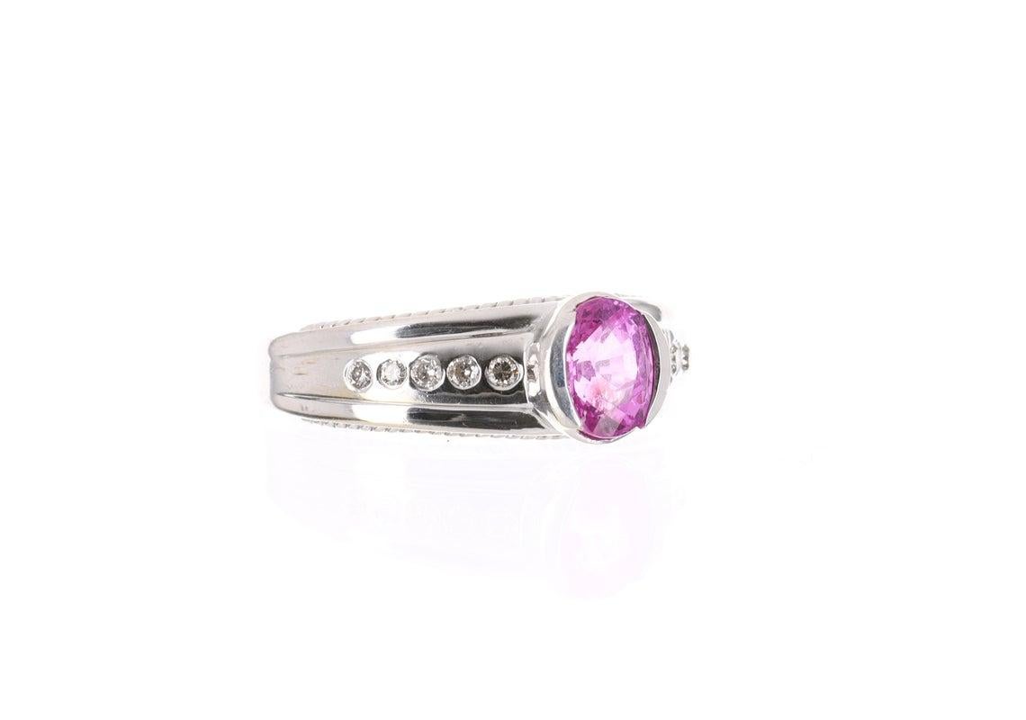 Oval Cut 1.20tcw 14K AAA+ Natural Pink Tourmaline & Diamond Ring For Sale
