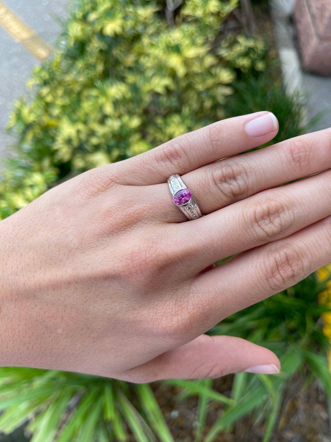 1.20tcw 14K AAA+ Natural Pink Tourmaline & Diamond Ring In New Condition For Sale In Jupiter, FL