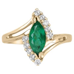 1.20tcw 14K Colombian Emerald Marquise & Diamond Cocktail Ring