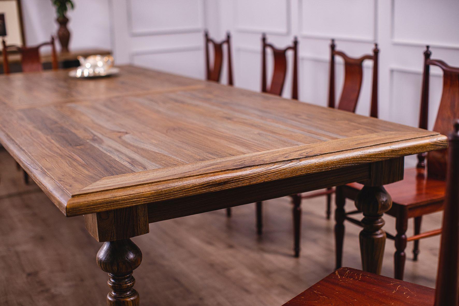 Thai Solid Teak Meredith Dining Table in Autumn Sandblasted  For Sale