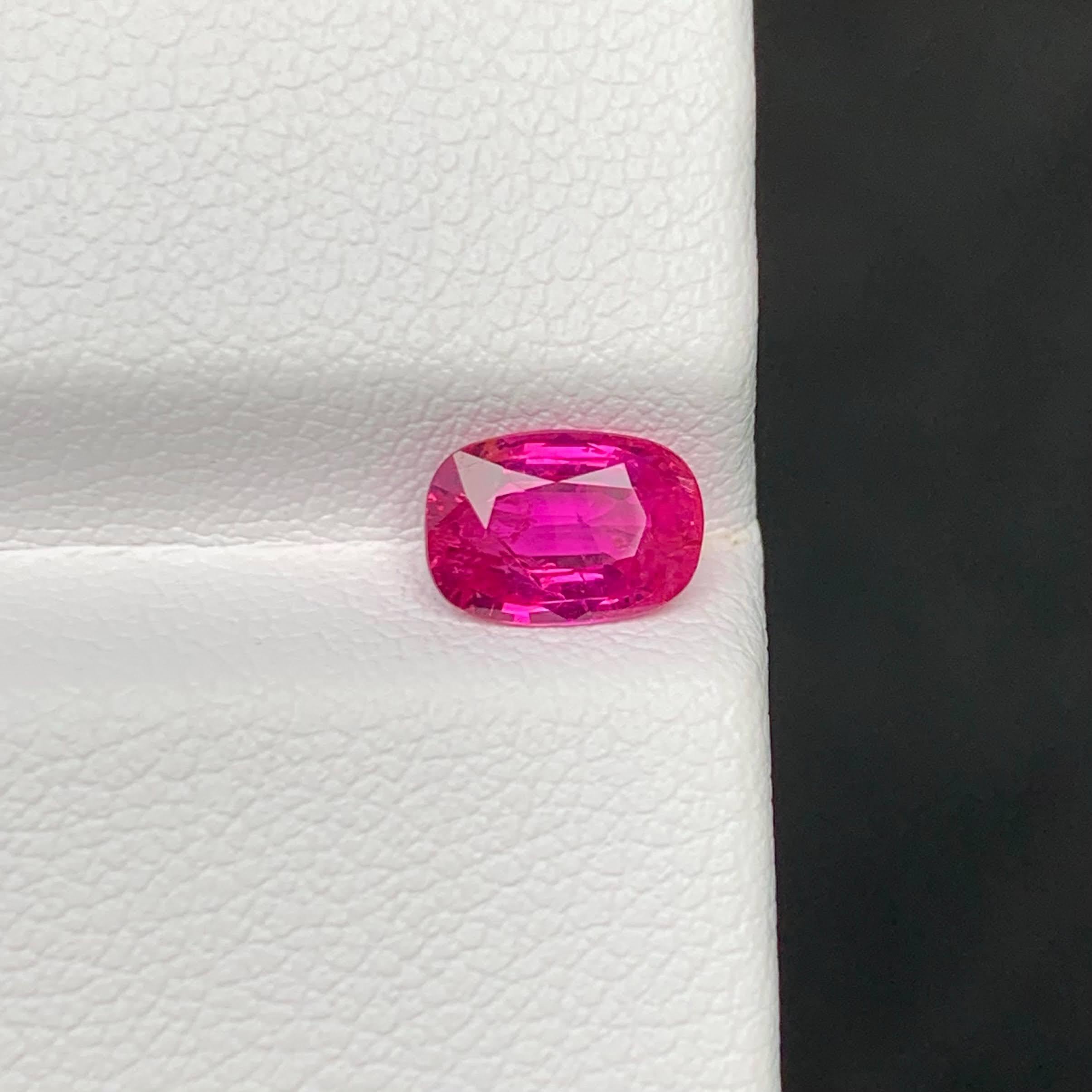 Weight 1.21 carats
Dimensions 7.52 x 5.27 x 3.16 mm
Treatment None 
Origin Afghan 
Clarity VVS
Shape Cut Cushion 




This 1.21 Carat AIG Certified Natural Loose Ruby radiates an enchanting pinkish-red hue with a finely executed cushion cut that
