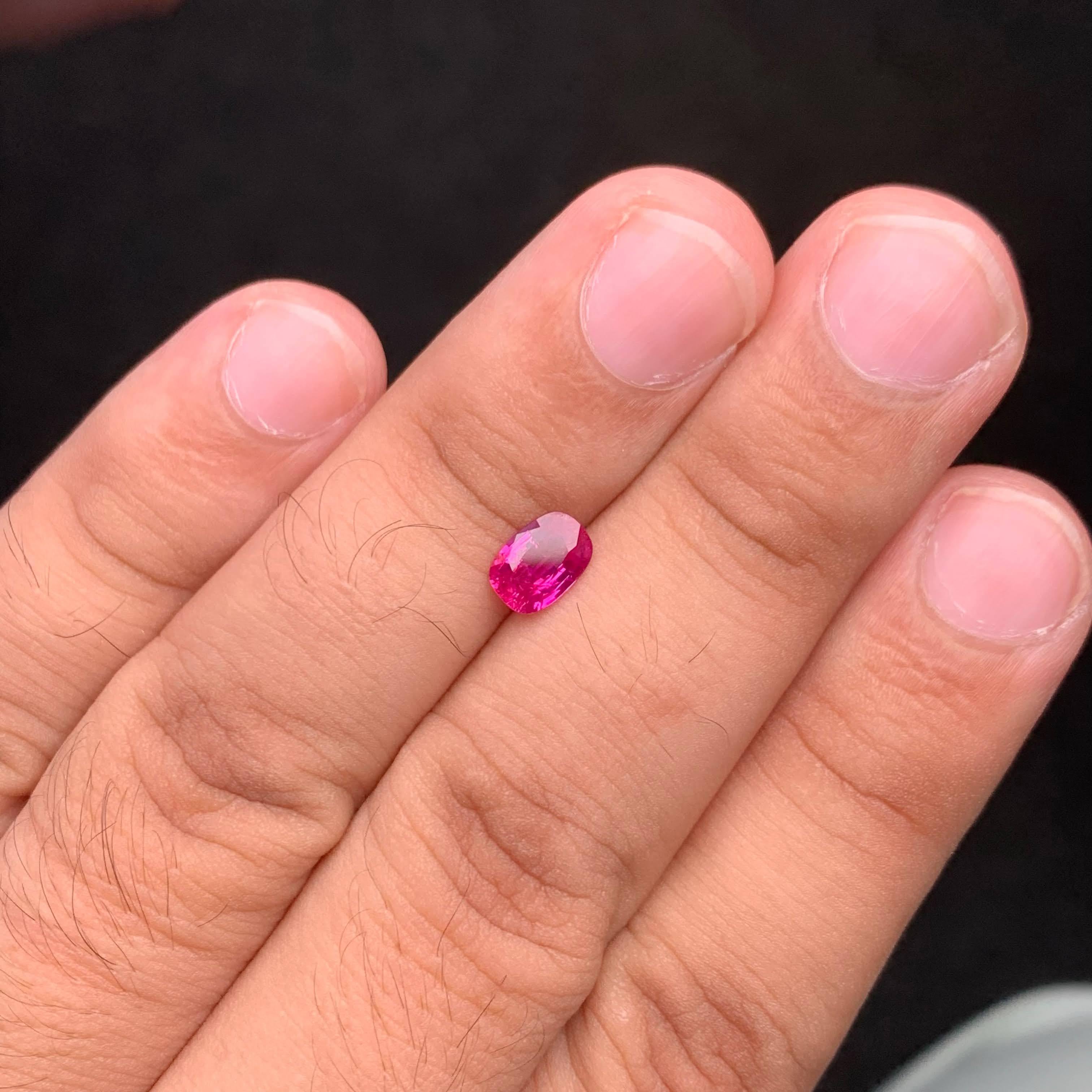 1.21 Carat AIG Certified Natural Pinkish Red Ruby Cushion Cut Afghan Gemstone For Sale 1