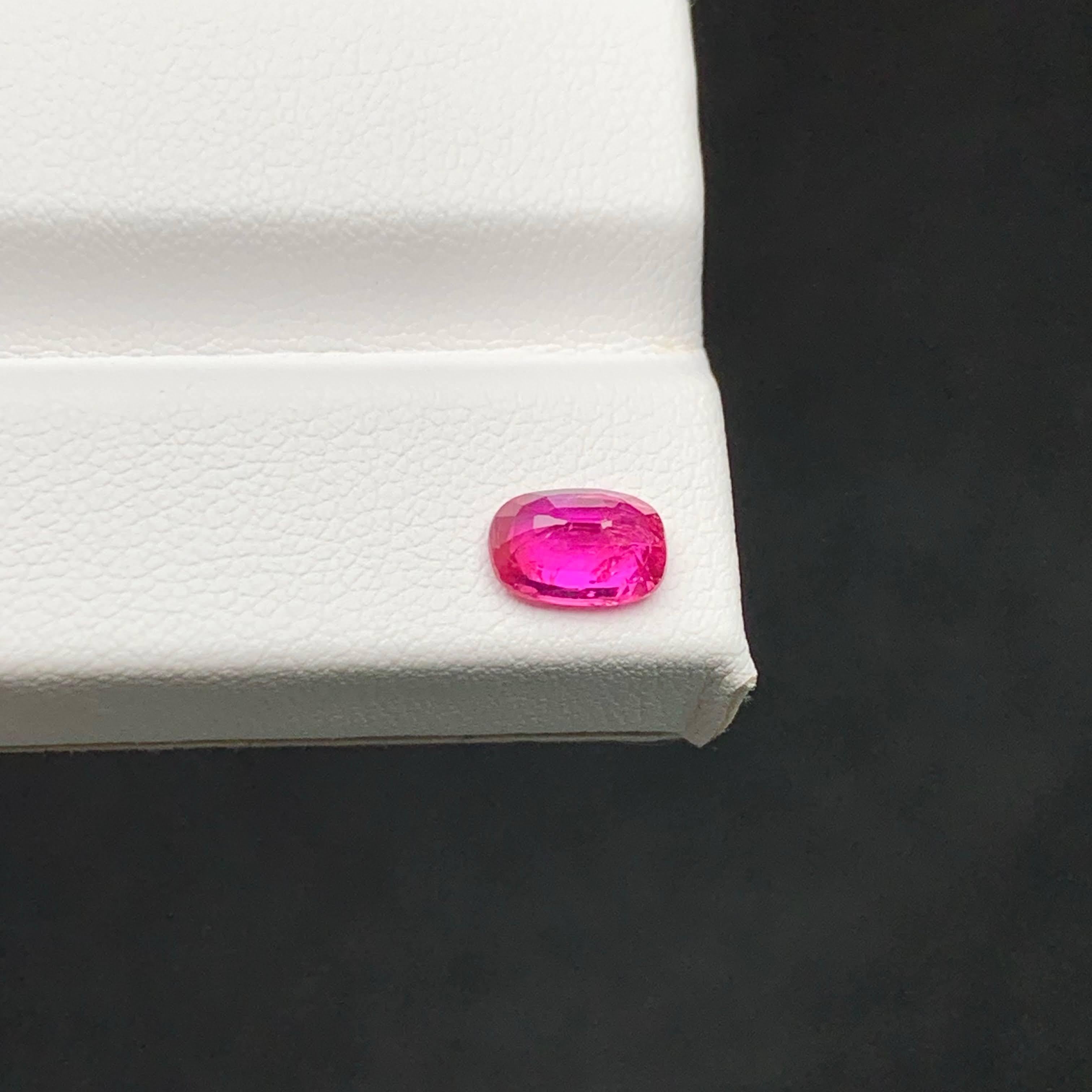 1.21 Carat AIG Certified Natural Pinkish Red Ruby Cushion Cut Afghan Gemstone For Sale 3