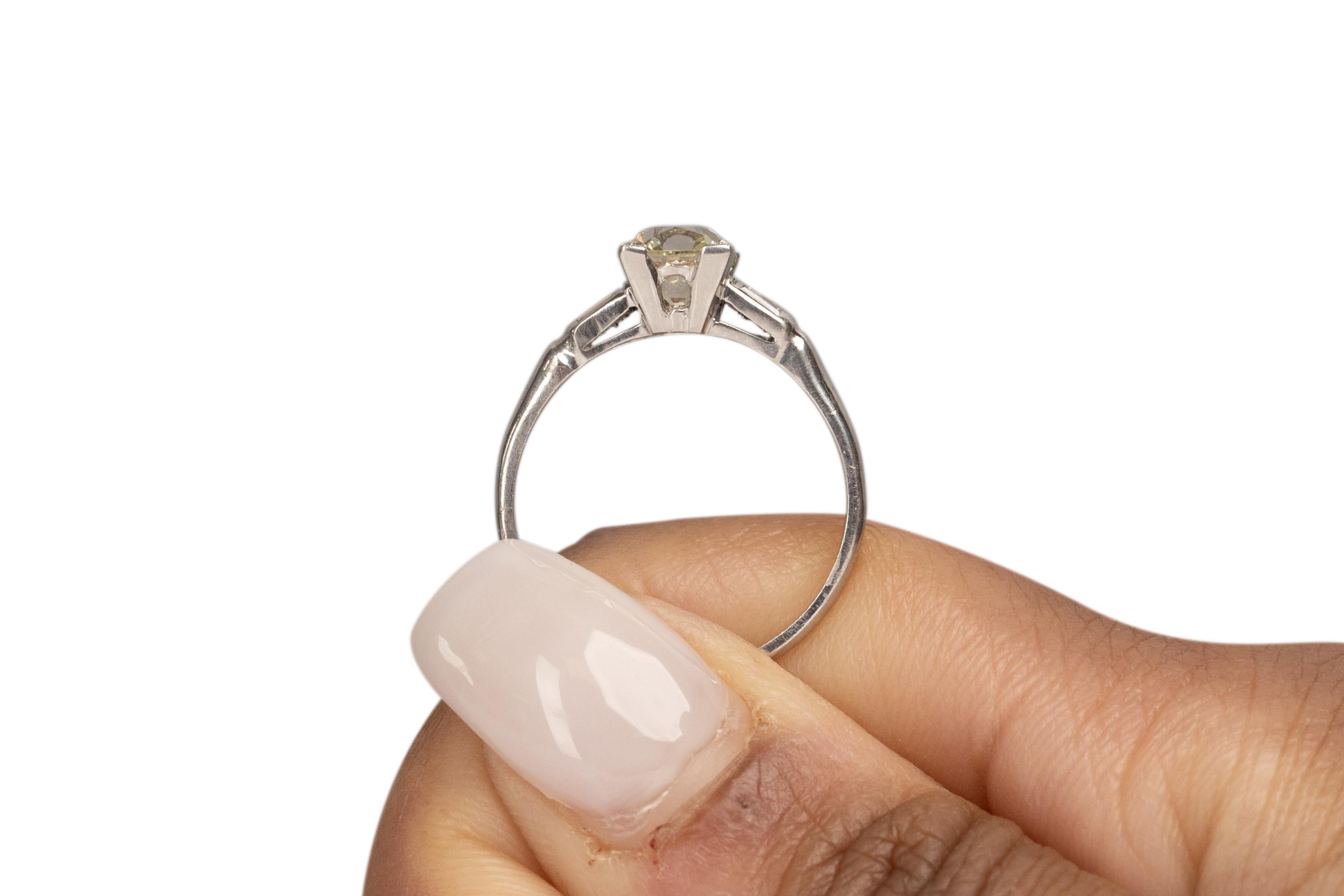 1.21 Carat Art Deco Diamond Platinum Engagement Ring For Sale 3
