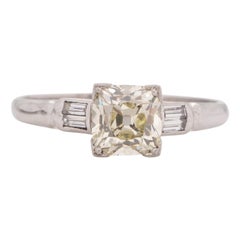 Bague de fiançailles Art déco en platine avec diamants de 1,21 carat