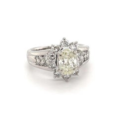 1.21 Carat Brilliant Cut Diamond Platinum Vintage Cocktail Ring