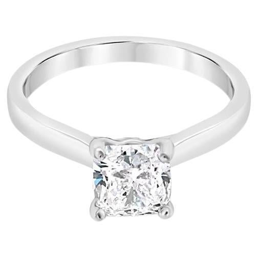 1.21 Carat Cushion Diamond Cathedral 14 Karat White Gold Engagement Ring