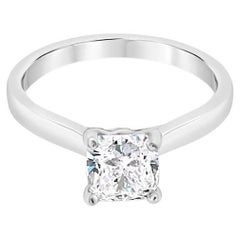 1.21 Carat Cushion Diamond Cathedral 14 Karat White Gold Engagement Ring