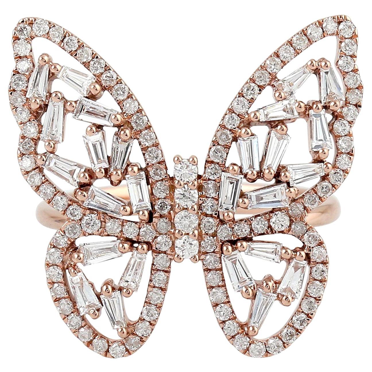 Bague papillon en or 18 carats et diamants de 1,21 carat