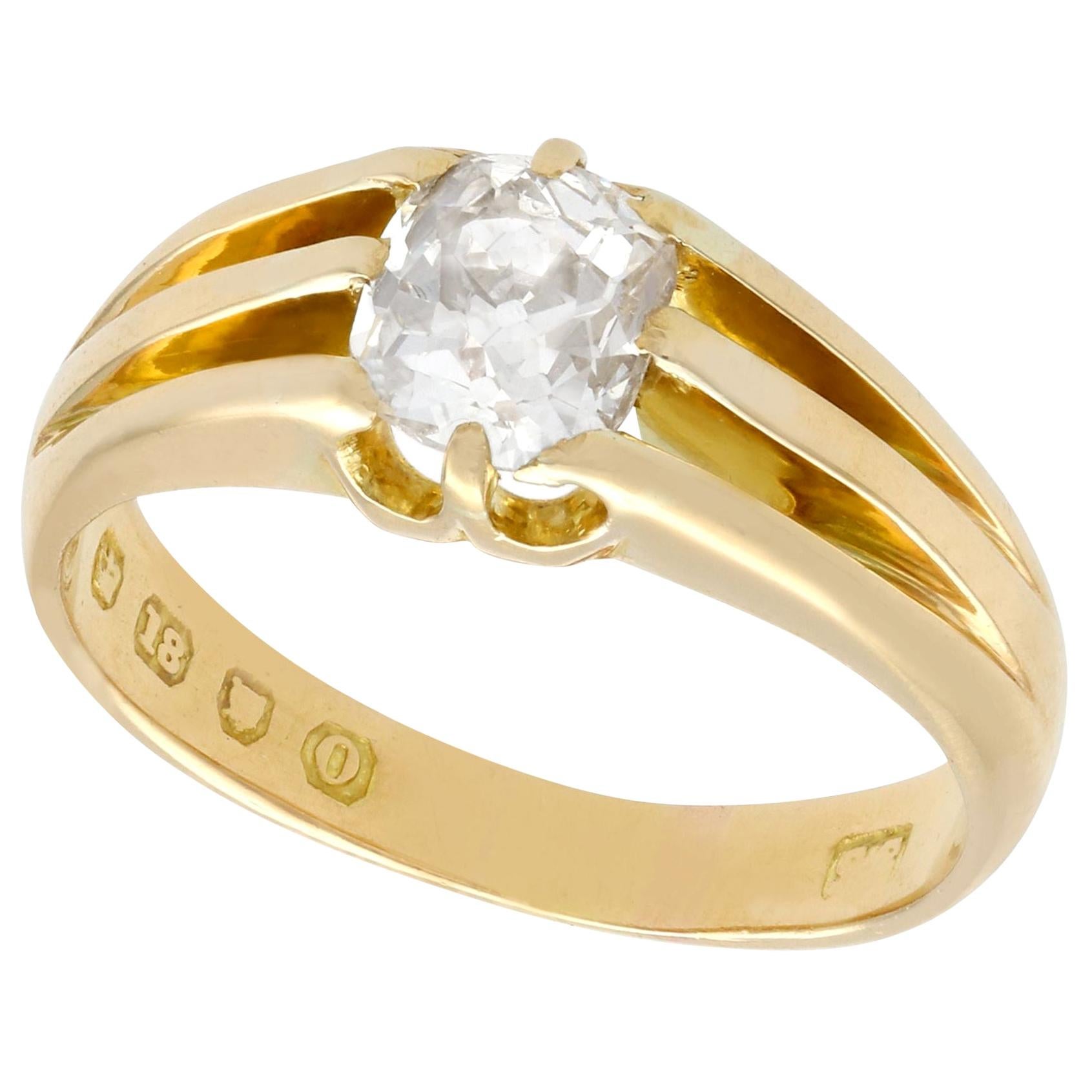 1900s Antique 1.21 Carat Diamond and Yellow Gold Solitaire Engagement Ring