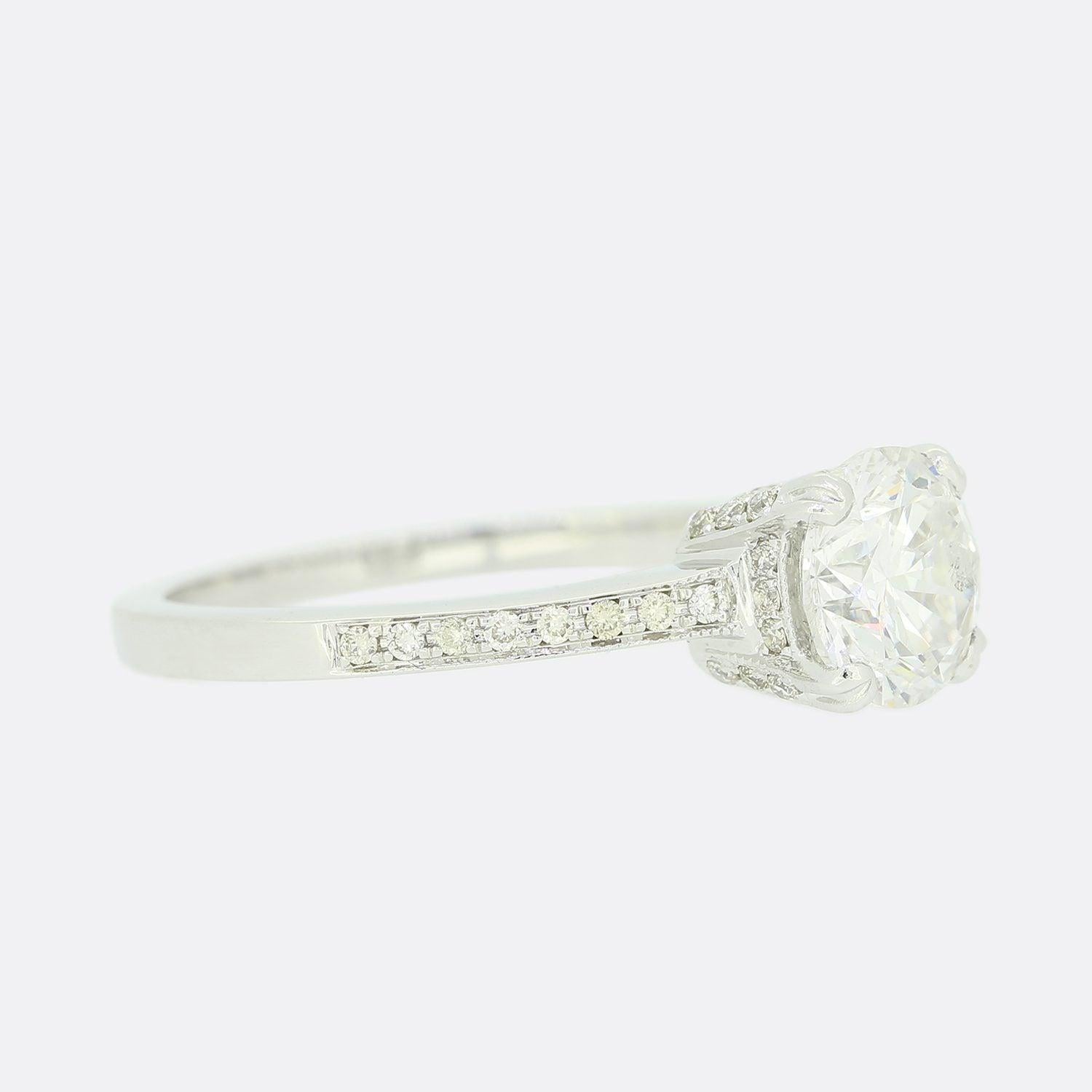 Brilliant Cut 1.21 Carat Diamond Solitaire Engagement Ring For Sale
