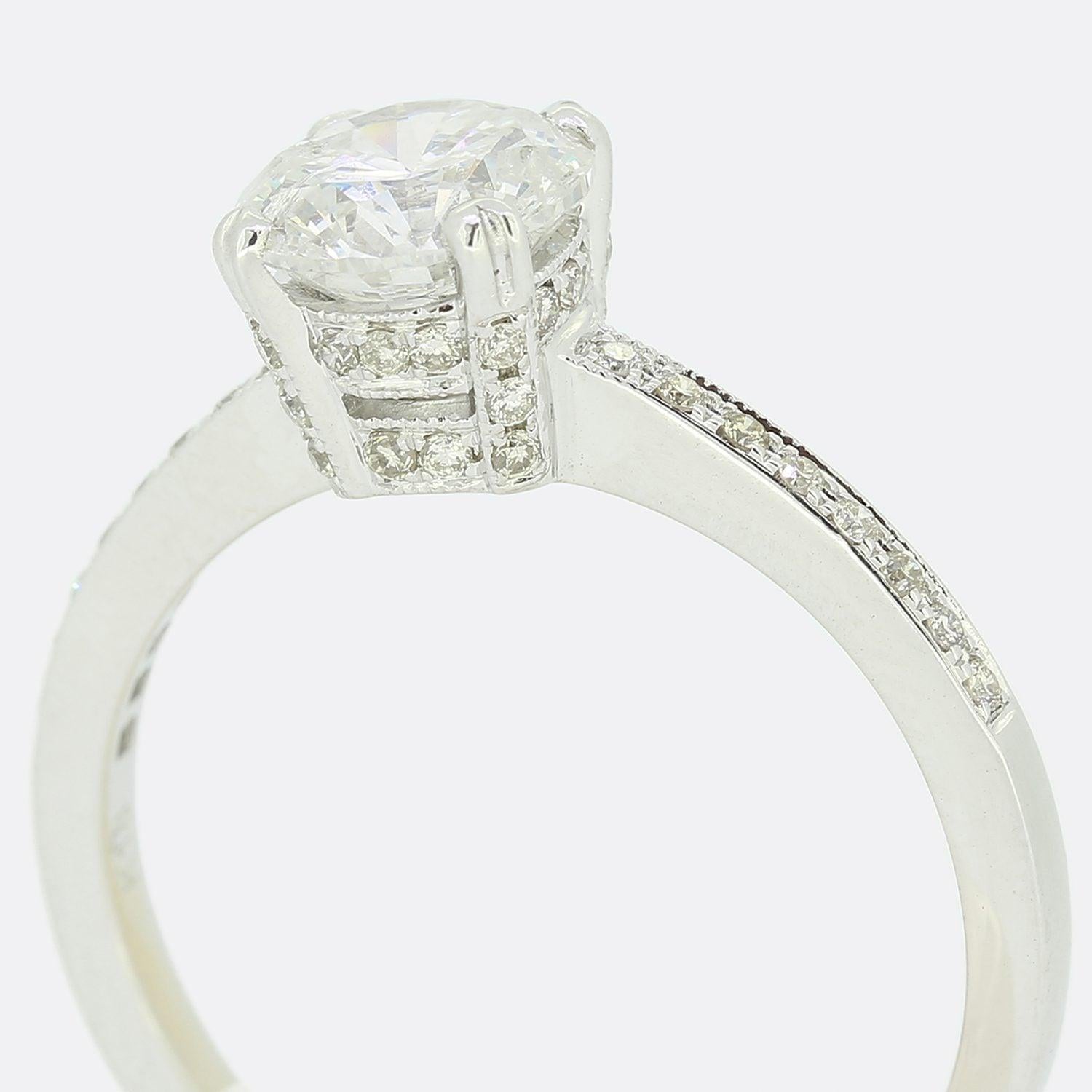 Women's 1.21 Carat Diamond Solitaire Engagement Ring For Sale