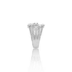 1.21 Carat Diamonds Multi-Layer 18k White Gold Wide Band Ring